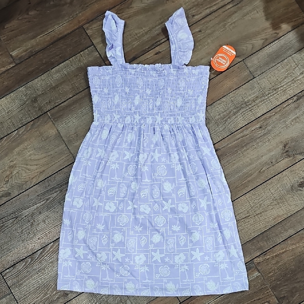 Wonder Nation Purple and White Sleeveless Sundress Girls Plus Size 10-12